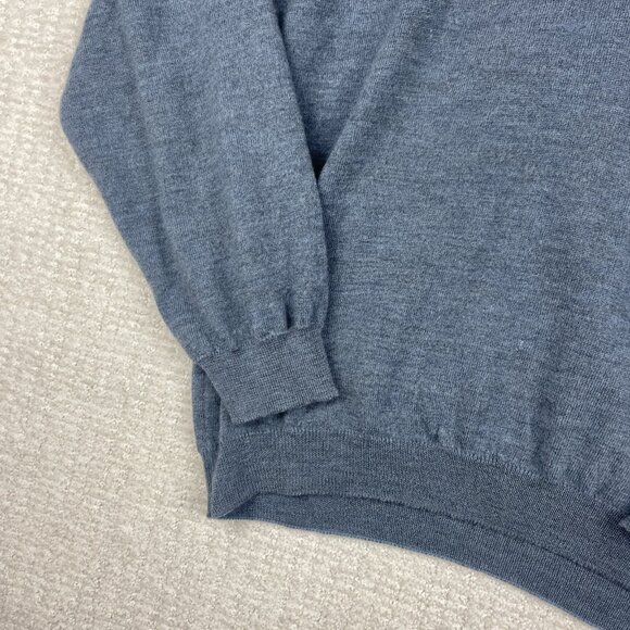 Harry Rosen Made in Italy Fine Merino Wool V Neck Sweater Large Teal Blue Read* - Picture 5 of 16